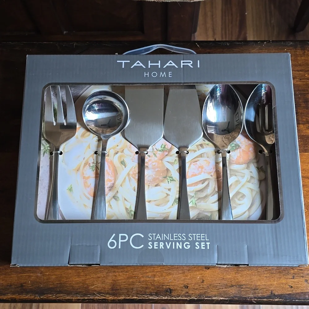 NIB. Tahari Home 6pc Stainless Steel Serving Set